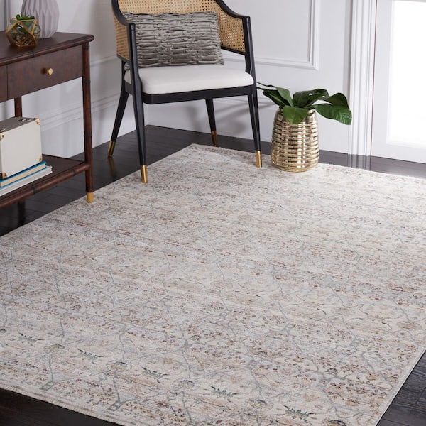 Princeton 9 ft. x 13 ft. Ivory/Blue Striped Ornate Area Rug