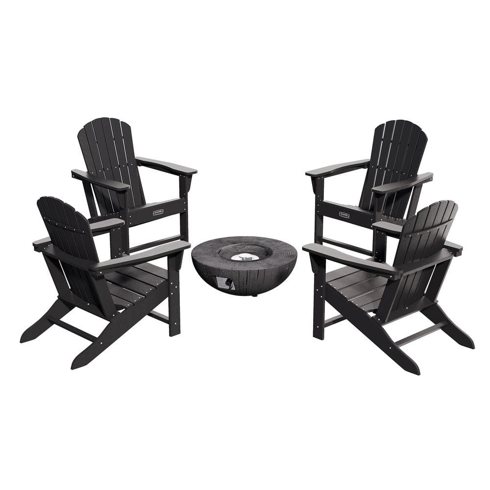 CASAINC Black 5Piece Plastic Adirondack Outdoor Conversation Patio
