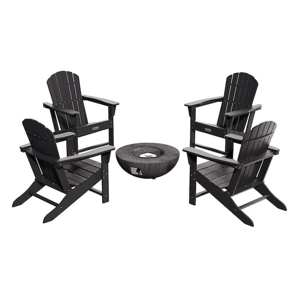 CASAINC Black 5Piece Plastic Adirondack Outdoor Conversation Patio