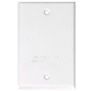 1-Gang Metal Weatherproof Blank Electrical Outlet Cover, White