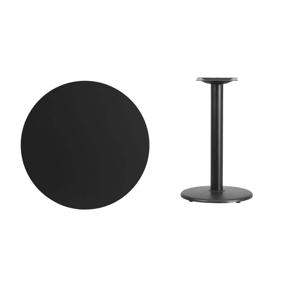 Contemporary 30'' Round Black Laminate Dining Table