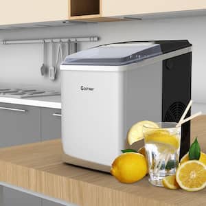 26 lb. Countertop Self-Clean Function Portable Ice Maker in Grey