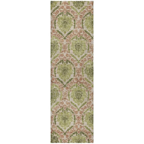 Dream Shag Premium Machine Washable Abstract ADS811 Olive 2 ft. x 7 ft. Runner Rug