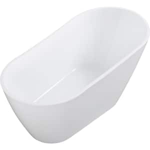 31.50 in x 63.00 in Freestanding Soaking Whirlpool Bathtub with Center Drain in White