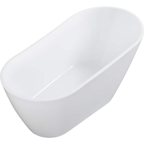 Aoibox 31.50 in x 63.00 in Freestanding Soaking Whirlpool Bathtub with Center Drain in White