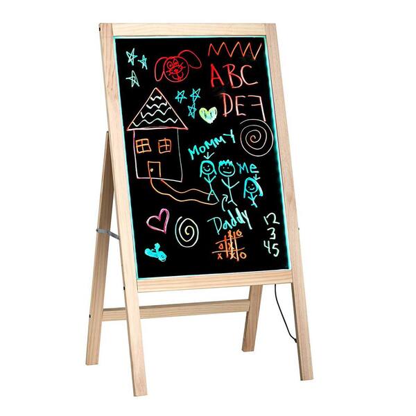 Alpine Industries 16 in. x 45 in. A-Stand LED Illuminated Wooden Message Writing Board