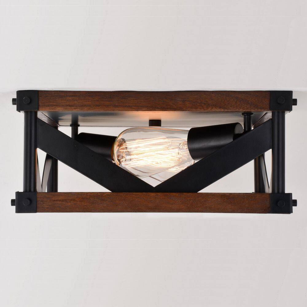 Wade 13-Inch Matte Black Glass Flush Mount Ceiling Light