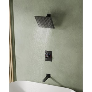 8 in. Single Handle 2-Spray Wall Mount Tub and Shower Faucet in Matte Black (Valve Included)