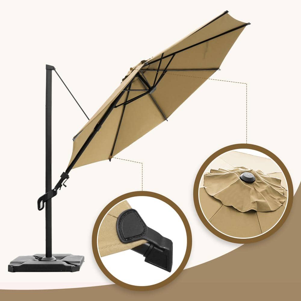 Vienna 10ft Brown Polyester Cantilever Umbrella with Steel Pole