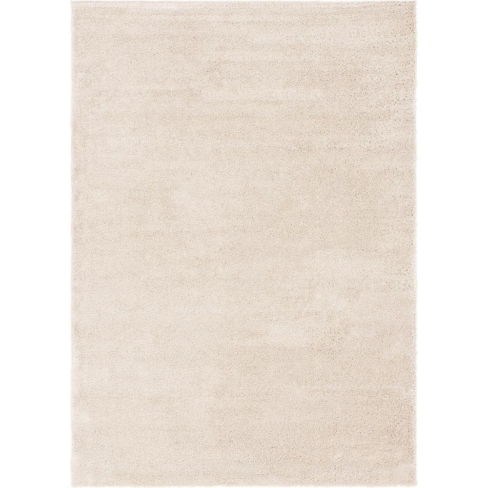 Beige Polypropylene 4 ft. x 6 ft. Solid Color Indoor Area Rug