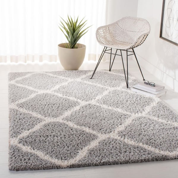 Parma Shag 2 ft. x 3 ft. Gray/Cream Wavy Diamond Area Rug