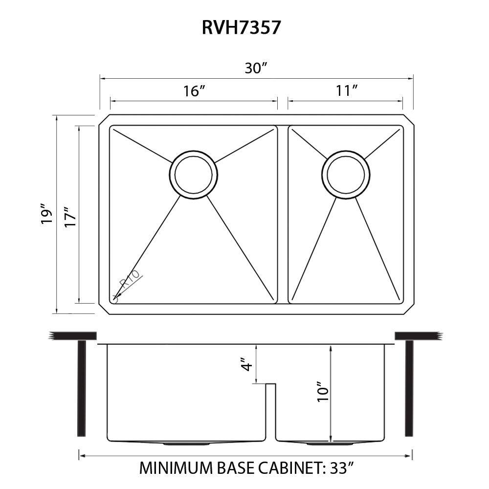 Ruvati 33-inch Stainless Steel Double Bowl Undermount Kitchen Sink