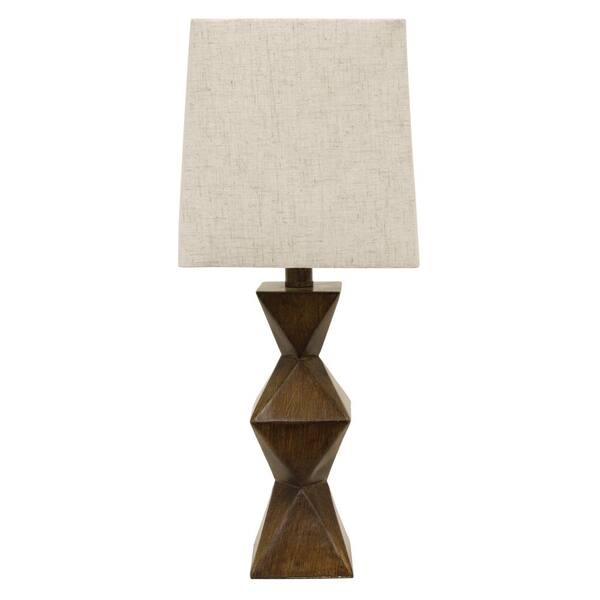 Decor Therapy Knox Stacked 20.5 in. Brown Table Lamp with Linen Shade