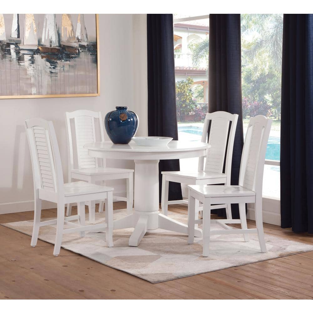 Seaside High-Back Solid Parawood Side Chairs in White - Set of 2