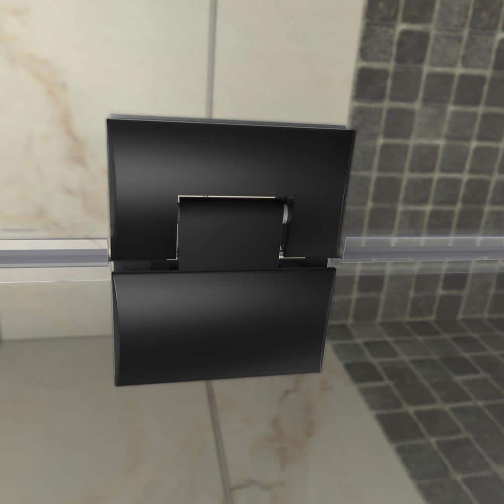 Neo-Angle Frameless Clear Glass Shower Enclosure with Bronze Hardware