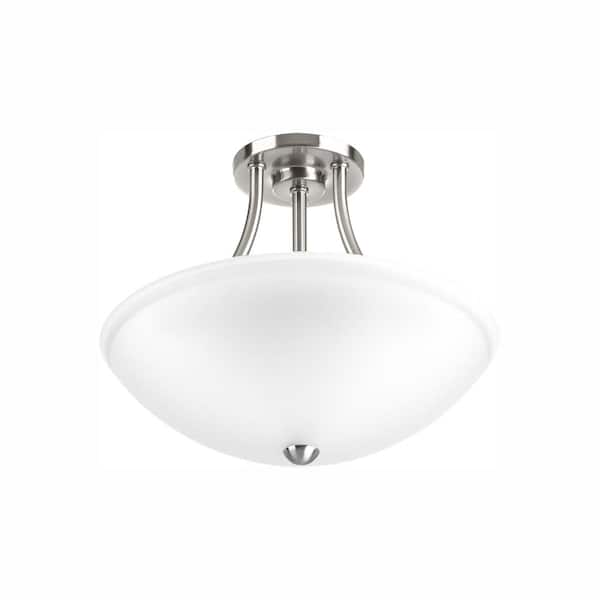 Progress Lighting Gather Collection 17-Watt Brushed Nickel Integrated LED Semi-Flush Mount