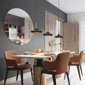 Modern Black and Brass Kitchen Island Pendant Lighting Contemporary 1-Light Bell Dining Living Room Hanging Chandelier