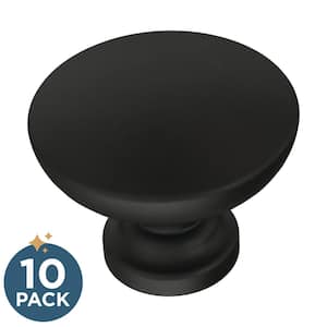 Flat Top Round 1-3/16 in. (30 mm) Matte Black Cabinet Knob (10-Pack)