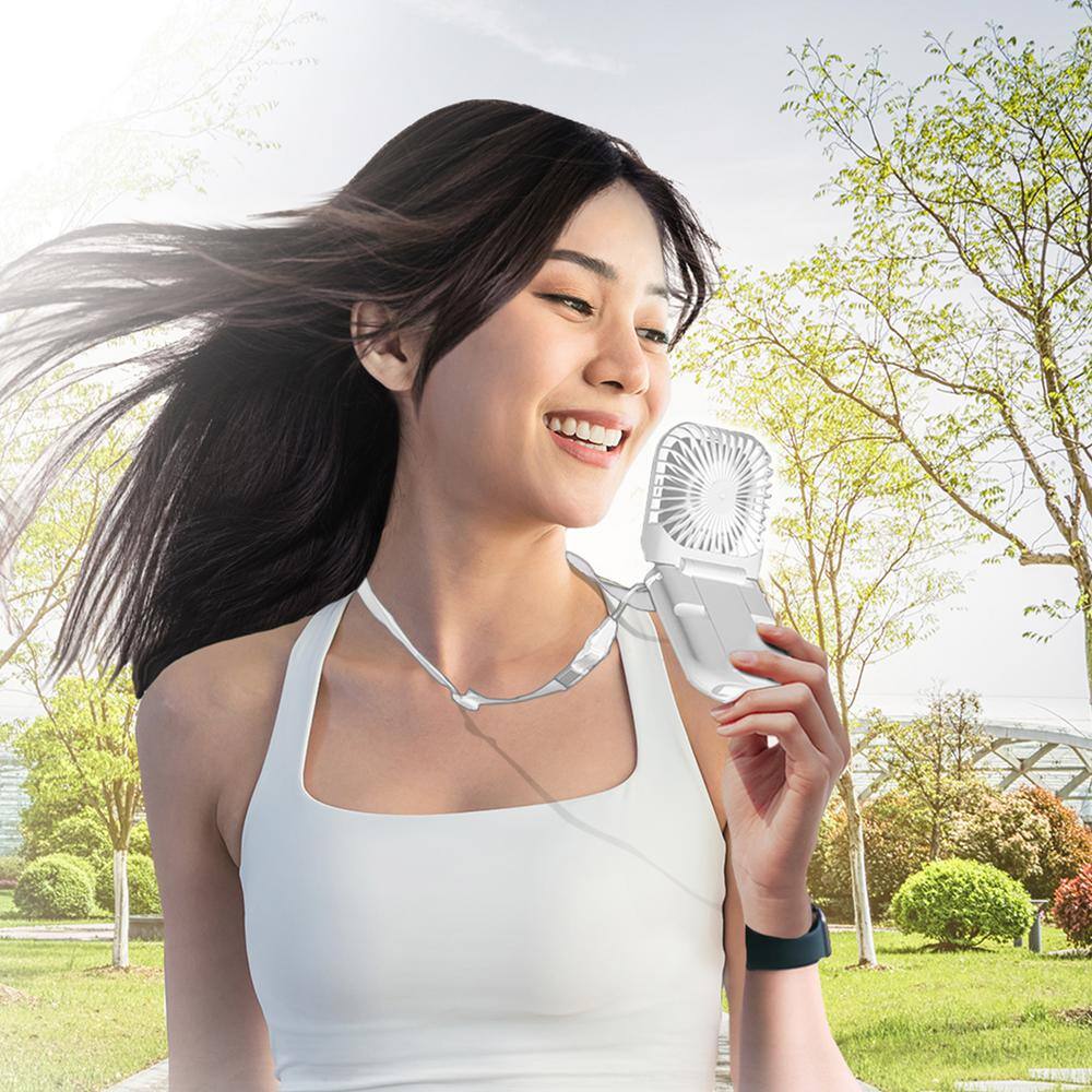 White Foldable Desk Fan with 4000mAh Power Bank and Tilt Feature