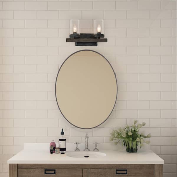 Bathroom Vanity Light Minimalist Modern Ultra-Thin LED Vanity Bathroom Light Bar Wall Sconce Wall Light Over Medicine Cabinet, Brushed Black/ Whi