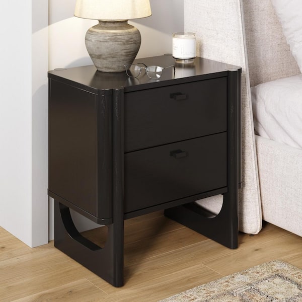 Nathan James Solace Black 2-Drawer Solid Wood Nightstand 32731