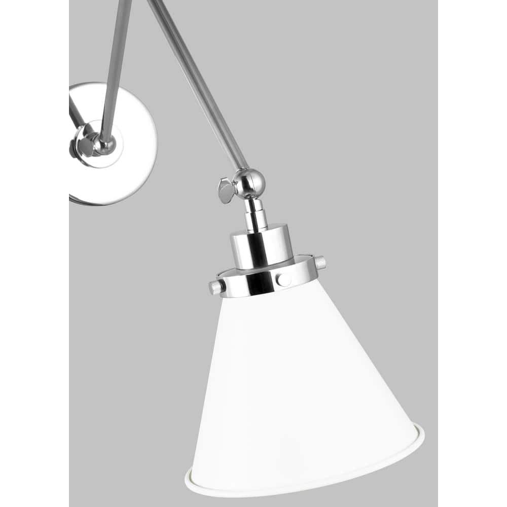 Matte White and Polished Nickel Swing Arm Wall Sconce