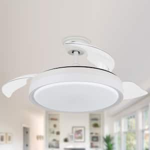 42 in. Indoor White Retractable Ceiling Fan with LED Light and Remote, 6-Speed Reversible Ceiling Fans