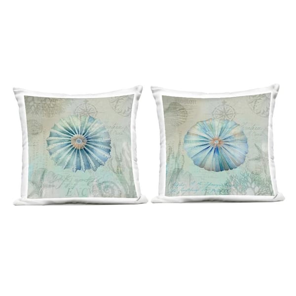 Stupell Industries Vintage Blue Sea Urchins Blue Square Outdoor Throw Pillow 2-Pack
