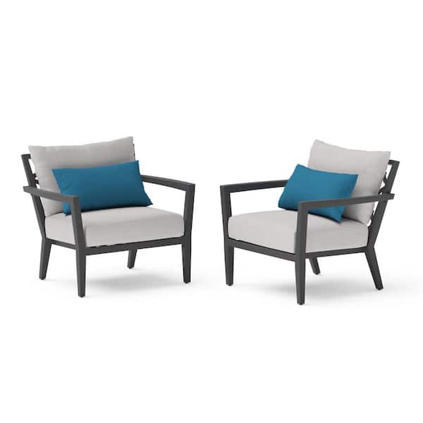 RST BRANDS Venetia Gray Aluminum Outdoor Lounge Chair with Sunbrella Gray Cushion (Set of 2)