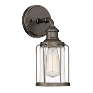 Anson 5 in. 1-Light Satin Copper Bronze Wall Sconce with Clear Glass Shade