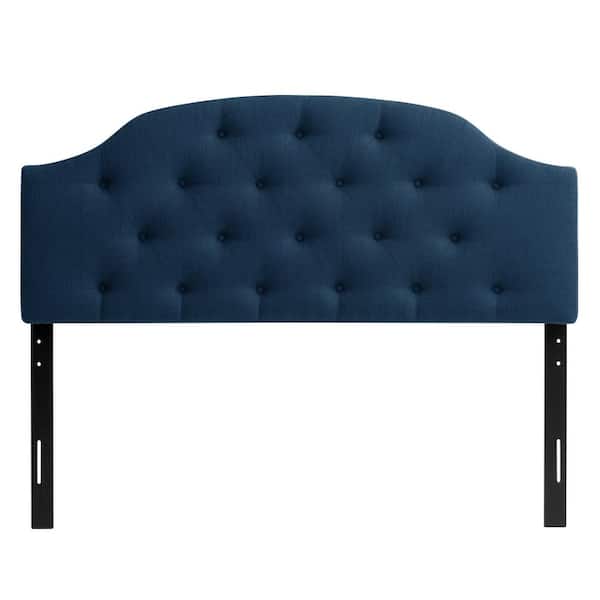 CorLiving Calera Navy-Blue Queen Diamond Button Tufted Fabric Arched Panel Headboard