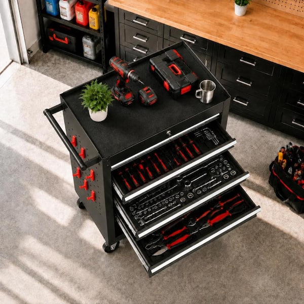 Rolling Tool Chest Cart, 24 Inch, 4-Drawer Lockable Storage