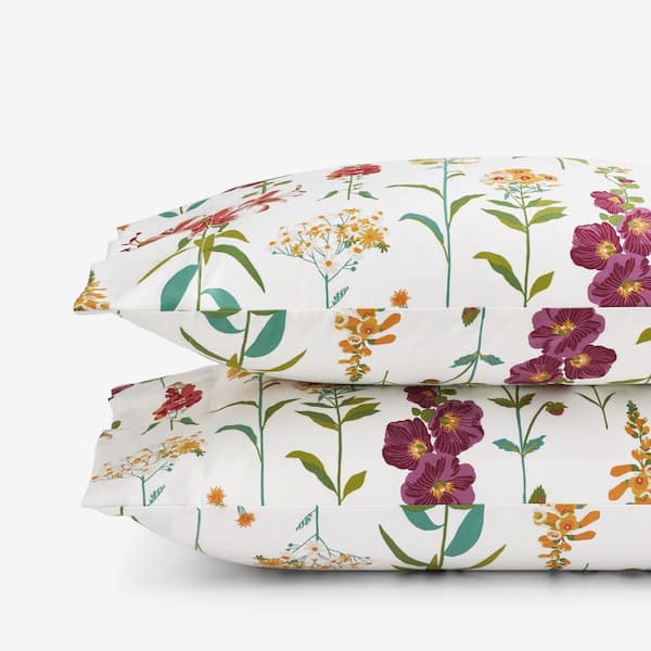 The Company Store Legends Hotel Ivory Multi Flower Garden Wrinkle-Free Sateen King Pillowcase (Set of 2)