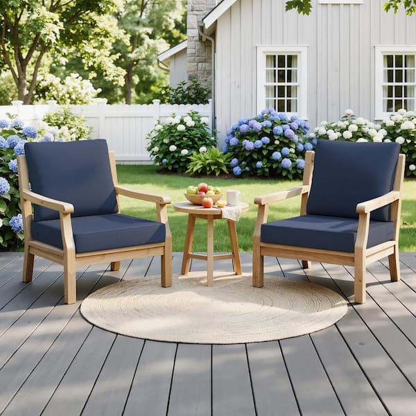 2 Pieces Outdoor Couch Cushion Set in Blue 27.6 in. x 24.4 in. x 4.5 in. Thickened Patio Deep Seat Cushions with Zipper