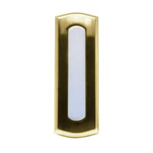 Wireless Battery Operated Doorbell Push Button, Colonial Style Polished Brass