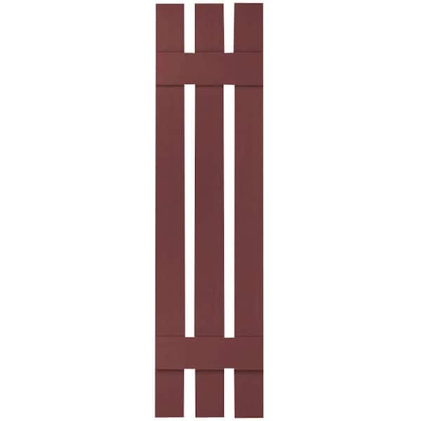 Ekena Millwork 12 in. x 28 in. Lifetime Vinyl Custom Three Board Spaced Board and Batten Shutters Pair Wineberry