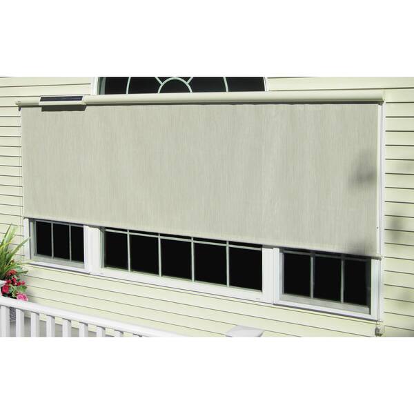 Bali Essentials Coral White Cordless Light Filtering Fade Resistant Vinyl Horizontal Exterior Roll-Up Shade 132 in. W x 84 in. L
