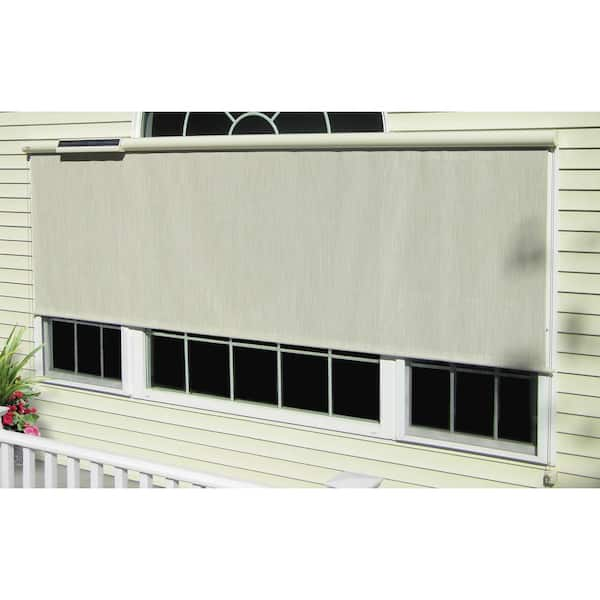 Bali Essentials Cream Cordless Light Filtering Fade Resistant Vinyl Horizontal Exterior Roll-Up Shade 138 in. W x 84 in. L