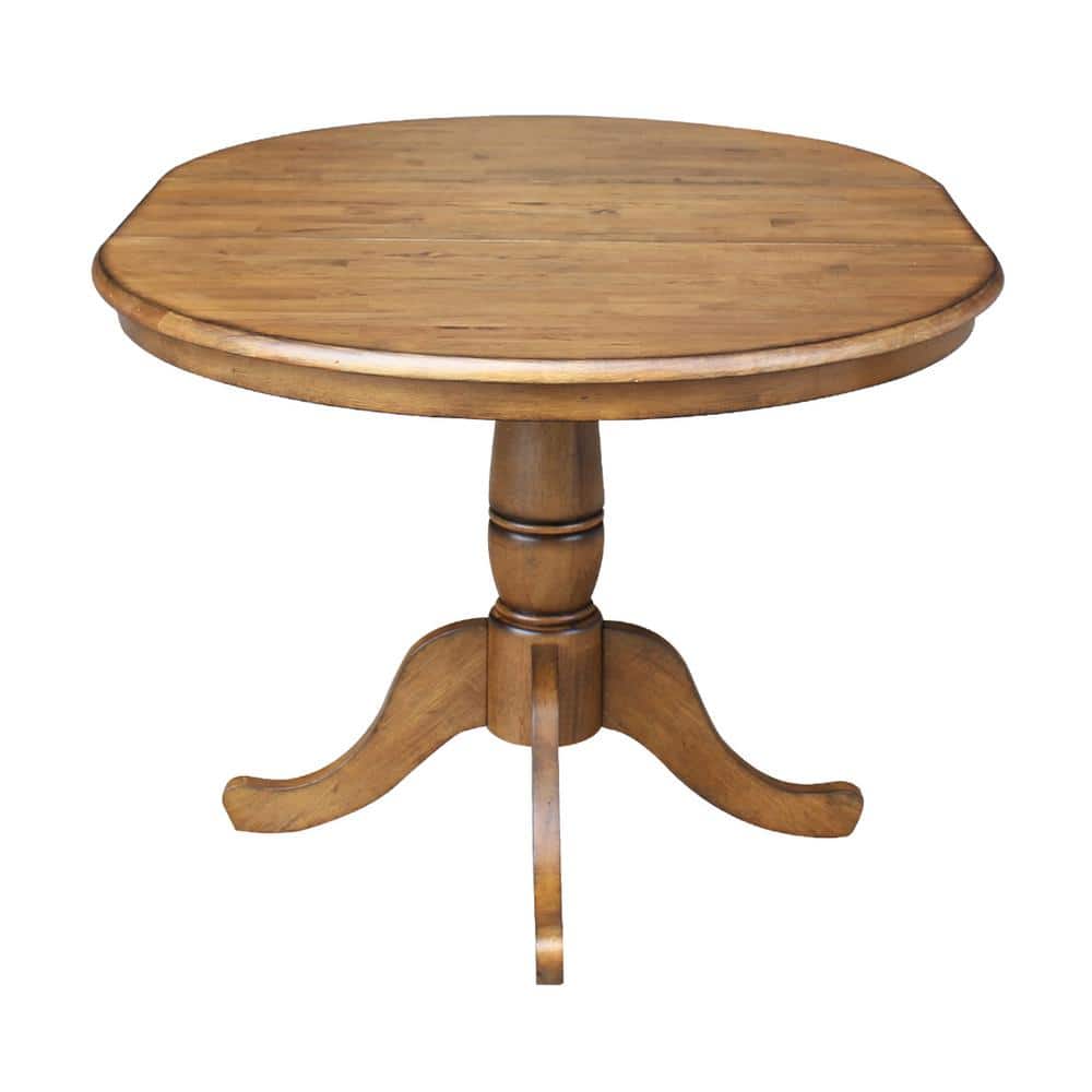 Pecan Round Extendable Wood Counter Height Table