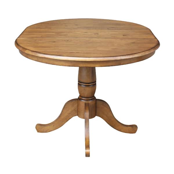 Pecan Extension Laurel Pedestal Table, 44 Inch Round Pedestal Dining Table