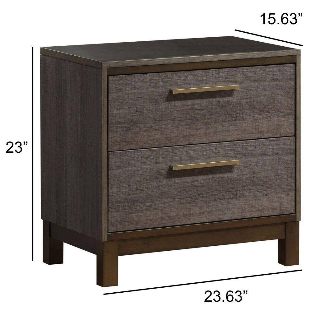 Sleek Gray Solid Wood 2-Drawer Nightstand