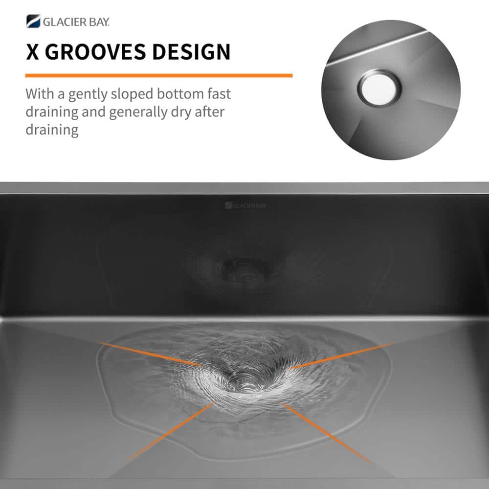 Gunmetal Black Stainless Steel Single Bowl Undermount Bar Sink