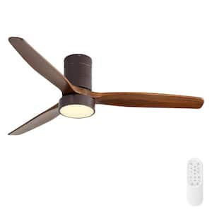 SerenityShine Blade Span 52 in. Indoor Coffe Low Profile Ceiling Fan with LED Bulb Included with Remote Included