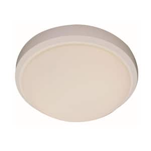 Bliss 11 in. 1-Light CFL White Flush Mount Ceiling Light Fixture with Frosted Glass Shade