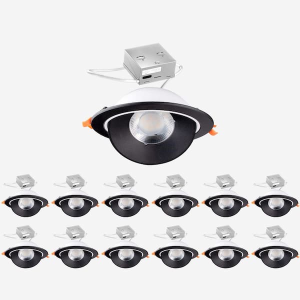 bulbeats 6 in. LED Black Adjustable Slim Canless Integrated LED Recessed Light Kit 3 CCT 3000K/4000K/5000K Dimmable (6-Pack)