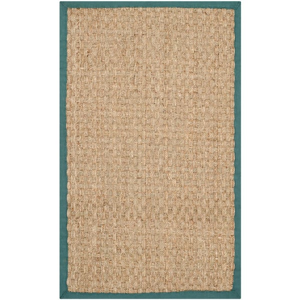SAFAVIEH Natural Fiber Beige/Light Blue Doormat 2 ft. x 3 ft. Border Area Rug
