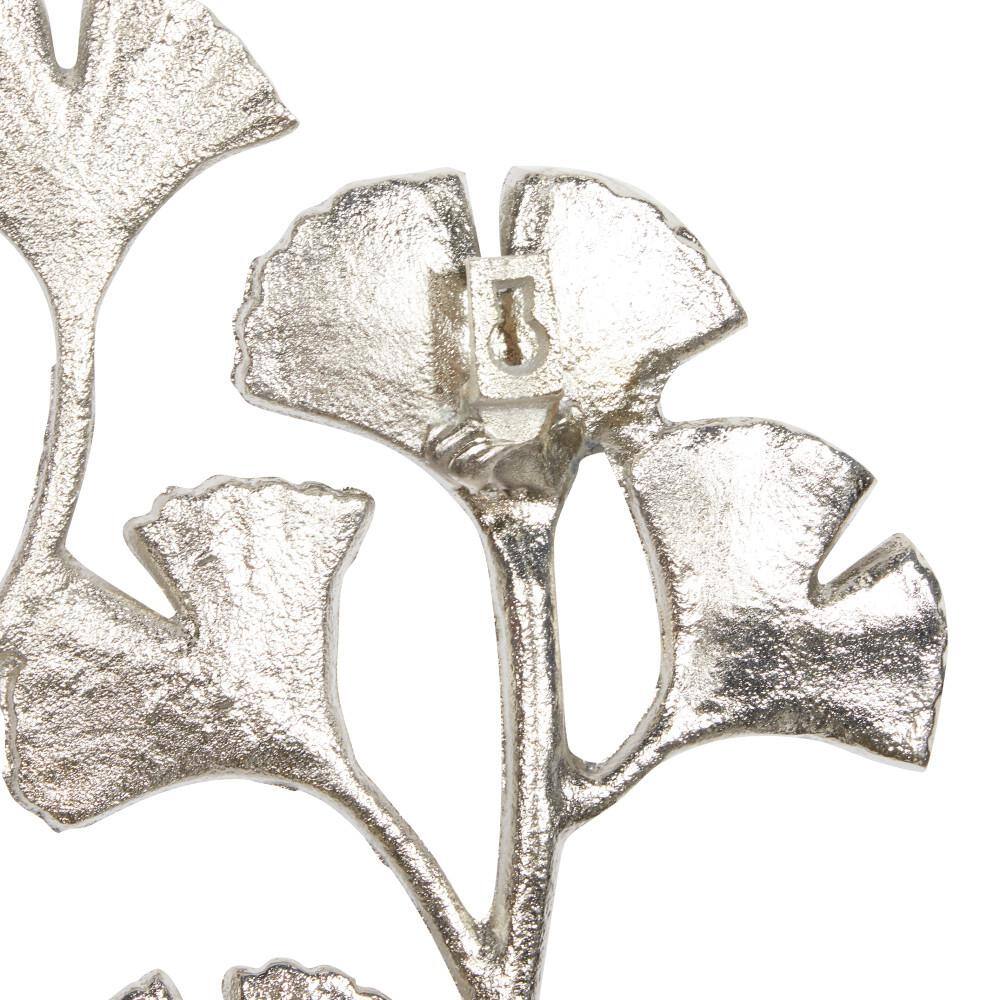Large Silver Aluminum Floral Tree Wall Sculpture