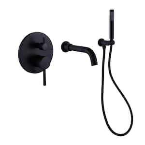 ACA Single-Handle wall-Mount Roman Tub Faucet with Hand Shower in Matte black