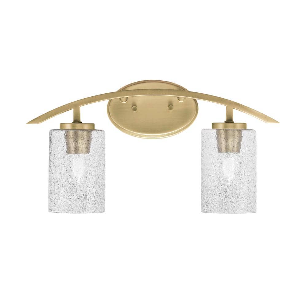 Siena 18.25 in. 2-Light Vanity Light New Age Brass with 4 in. Smoke Bubble 