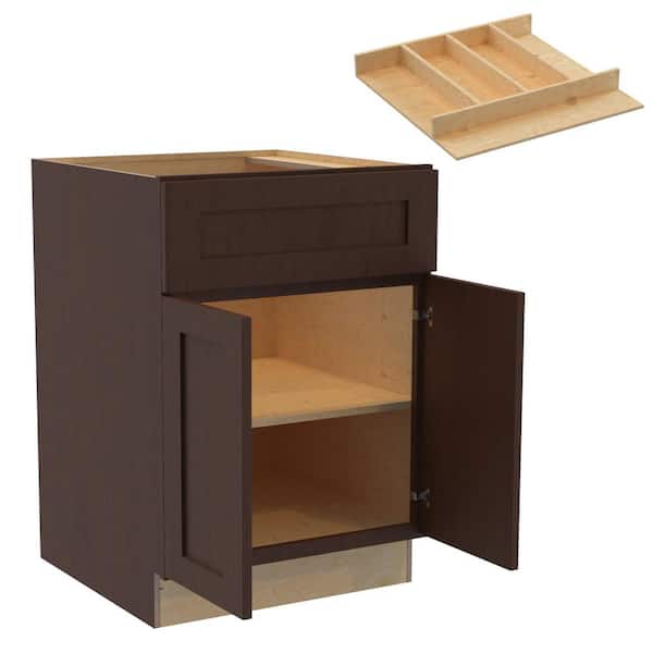 Home Decorators Collection Newport 24 in. W x 24 in. D x 34.5 in. H Assembled Plywood Base Kitchen Cabinet in Manganite with Utility Soft Close